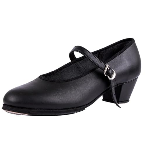 Miguelito 1740 Women's Folklorico Shoes with Nails, EcoDanza, Leather, 1.5" Heel, 8.5-9 US, 26 MX, Black
