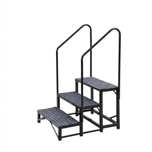 Garvee Escaliers RV Portatifs 3 Marches avec Rampe, Échelle RV avec Tapis Antidérapants, pour Roulottes, Camping-Cars, Baignoires Balnéo, Terrasses, Piscines, Animaux...