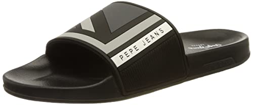 Pepe Jeans London Slider Flag, Tongues Homme, 999BLACK, 45 EU Cover