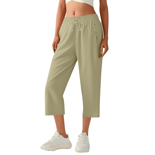 Capri Pants for Women Quick Dry Comfy Fit Stretch Active Capris Casual Lightweight Cropped Wide Leg Pants with Pockets