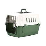 Kompatible Transportbox for Reisen, Kunststoffhütte for Hunde und Katzen(Green,L 58.4X41X37.5CM)
