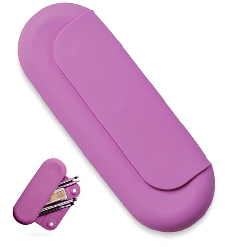 ACCTA Silicone Makeup Brush Holder, Travel Make up Brush Holder, Soft Makeup Case with Magnetic Closure (Purple)