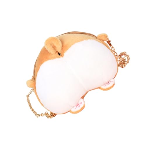 Sac bandoulière en peluche fesses de corgi marron pour monnaie