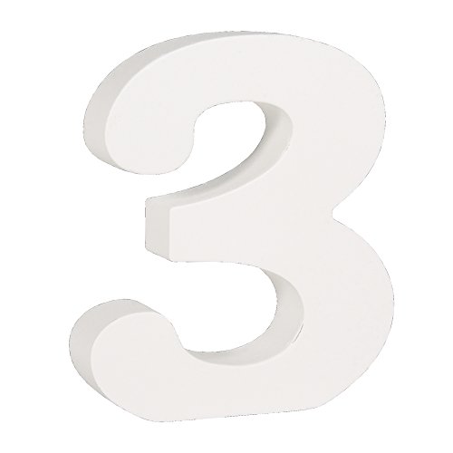 Rayher Chiffre « 3 », blanc, 1 pce., bois MDF, H. 11cm, épaisseur 2cm, mat, arts créatifs, décoration, anniversaire-62703000