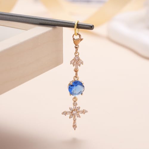 Image of MIXJOY Something Blue Gift for Bride, Wedding Day Bridal Blue Pearl Angel Wings Bouquet Garter Charm for Bride to Be