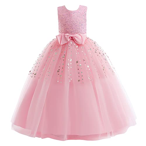 Glamulice Flower Girls Vintage Dress Long A Line Little/Big Girl Pageant Prom Dresses Bridesmaid Party Ball Gown