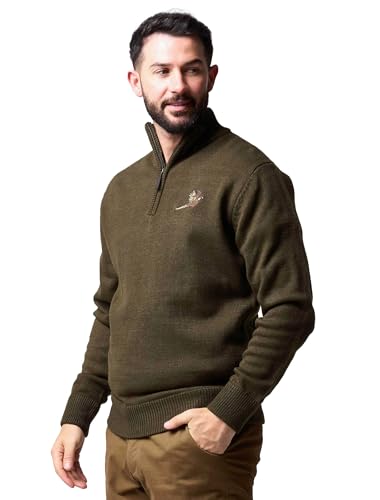 Pull en tricot homme Jack Pyke Pheasant col rond manches longues vert olive