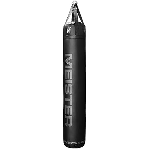 Meister 110lb Filled Muay Thai Heavy Bag - 6ft Professional Kicking & Punching Bag - Black Cover