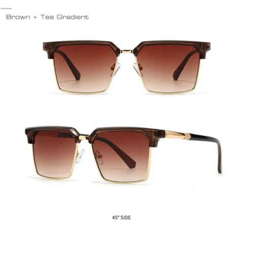Lunettes de soleil UV400 solides à charnières métalliques bleu dégradé