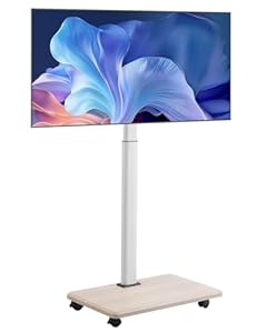 VEVOR Rollende tv-standaard, mobiele tv-kar voor schermen van 32-70 inch, 25 ° links-rechts rotatie en in hoogte verstelbare tv-bevestiging op wielen, geschikt voor maximaal 45 kg voor hoek