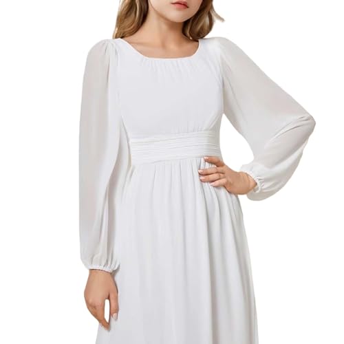 Junior Bridesmaid Dress Long Sleeves Chiffon Flower Girl Dresses for Wedding Girls Pageant Party Formal Dress3