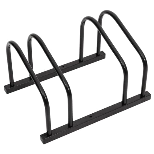 Homgoday Portabicicletas para 2 bicicletas, soportes de acero negro y almacenamiento de artículos deportivos