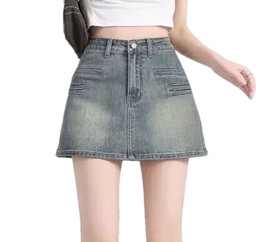 Women’S High Waist Denim Skirt Summer Fashion A-Line Bodycon Short Skirt Detail for Versatile Wear Blue XXL