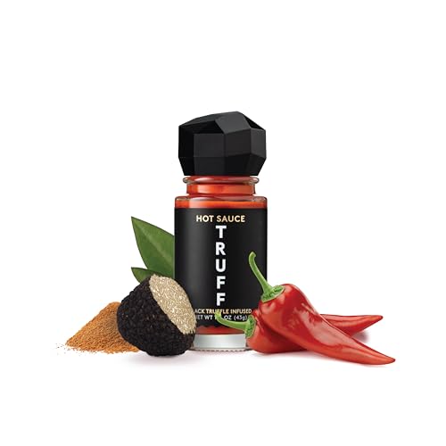 Image of TRUFF Hot Sauce 4-Pack Mini Set, Portable Travel Bottles of Gourmet Hot Sauce, Black Truffle and Chili Peppers, Gift Idea for the Hot Sauce Fans, An Ultra Unique Flavor Experience (1.5 oz, 4 count)