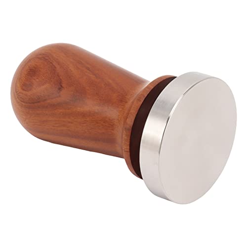 Ejoyous Pilon à café, Outil de Bourrage de café à Base Plate en Acier Inoxydable avec Poignée en Bois, Conception de Type Presse pour une Compression Uniforme du Marc, Moins d'éclaboussures, (58MM)