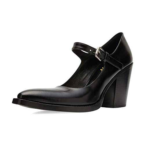 YDN Women Platform Pointed Toe Pumps Chunky High Heel Mary Janes Retro Prom Dance Shoes Size 4-15 US