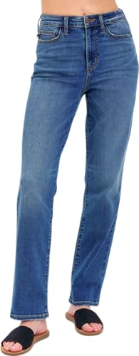 Judy Blue Women's High-Rise Straight Fit Jeans (8601 Dark Blue, 7)