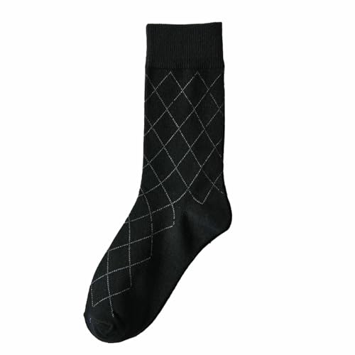 5 pairs - solid color mid-tube autumn and winter business matching suit diamond check socks