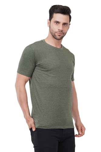 Image of Men's Cotton Crew Neck T-Shirt Combo (Set of 3) Plain Solid Half Sleeve Regular Fit T-Shirt, Cotton, Casual, Comfortable & Stylish, Green, Large