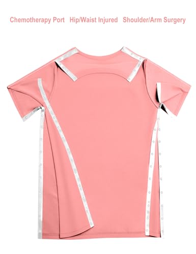 Post Shoulder Surgery Shirts Recovery Tear Away Short Sleeve Full Open Side Snap Dialysis Chemo Clothing Men & Women2