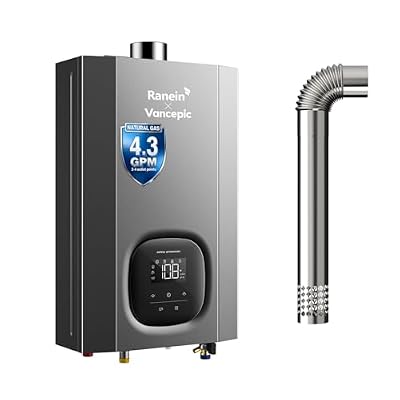 Ranein × Vancepic Tankless Water Heater Natural Gas, Max 4.3 GPM 100,000 BTU Indoor On Demand Instant Hot Water Heater with Smart Temperature Control V-RH10K-NG-01A