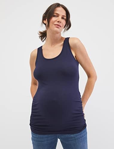 Miniatura 4 de Motherhood Maternity Camiseta sin mangas para mujer, cuello redondo, fruncido, lateral, paquete de 3