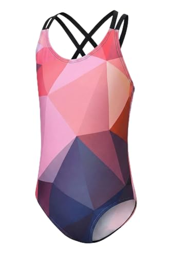 Image of Moon Tree Girls One Piece Swimsuits, Adjustable Double Straps Bathing Suits for Kids Girls Hawaiian Swimwear 3-16 Years