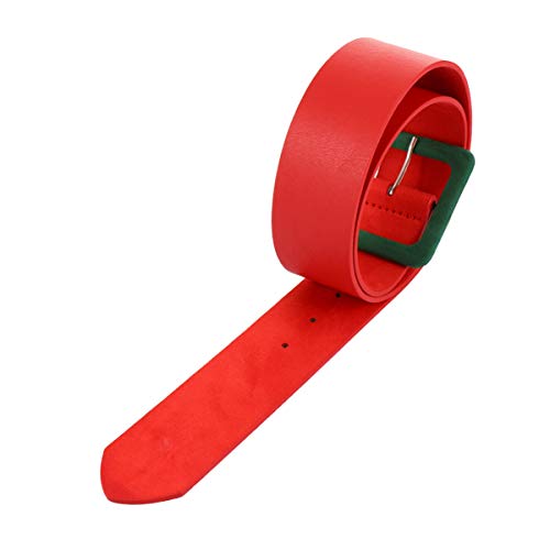 FRCOLOR 1Pc Bright Color Women Waist Belt with Square Buttonhole Decoration Chic Fashion Waistband for Dress Stylish Imitation Comfortable Feel Durable Design