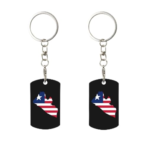 Porte-clés rectangulaire personnalisé en métal avec drapeau du Libéria, pour la maison, le bureau et la moto