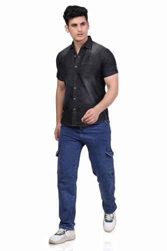 Image of Men's Denim Casual Shirts for Men | Half Sleeve Shirt | Regular Fit