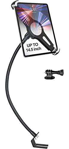 Aozcu Support Tablette Camion Sol, Col de Cygne Tablette Support Voiture Siège Rail, Réglable à 360° Boulon de Siège Voiture pour iPad 12.9 Air, Galaxy Tabs, Tablettes 9,7~14,5', Vis 1/4' pour Caméra