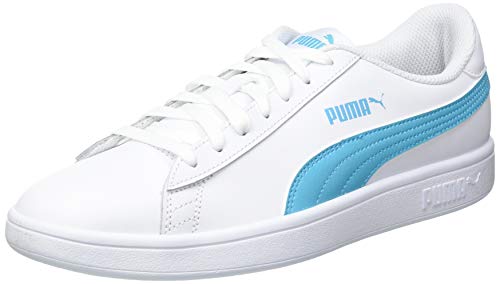 PUMA Unisex Smash V2 L Scarpe da ginnastica, Weiß White Blue Scuba Team Gold Black, 47 EU