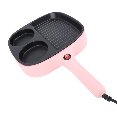 Electric Breakfast Sandwich Maker Nonstick Egg Pan Divided Grill Burger Machine Pink for Kitchen (US Plug 110V)