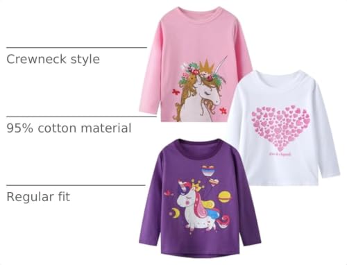Image of Toddler Girl Long Sleeve T-Shirts Kids Cotton Fall Top 2-7 Years