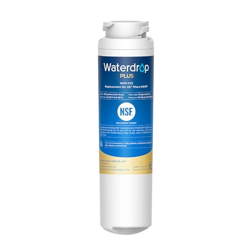 Waterdrop Plus MSWF Refrigerator Water Filter, ???????? ???? and lead, Replacement for GE® MSWF, 101820A, 101821B, RWF1500A, 1 Pack (Package May Vary) 1 Count (Pack of 1)