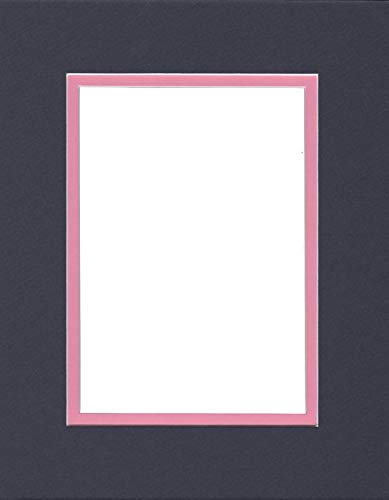Pack of (5) 11x14 Double Acid Free White Core Picture Mats Cut for 8x10 Pictures in Navy Blue and Bright Pink-image-21