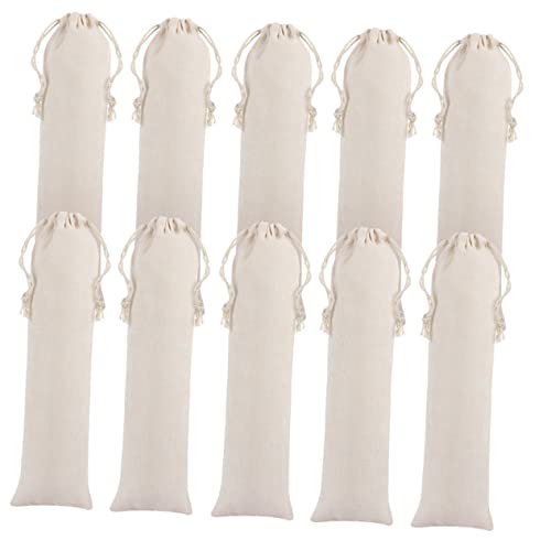 Hohopeti 30pcs Cotton Linen Drawstring Storage Bag for Straws and Tableware Beige Pouch for Easy Organization and Daily Use for Spoons Forks and Kitchen Essentials