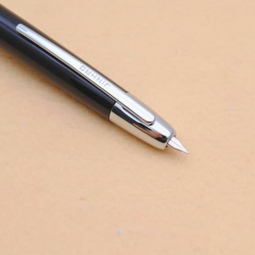 Image of GOLD LEAF Jinhao 20 Press Retractable Fountain Pen - Fine Nib with Converter - Plastic Body & Metal Clip - Multiple Colors - Smooth Writing Pen (No Ink Included) (Piano Black (Silver Clip))