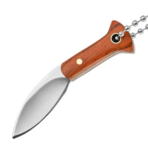 Image of Mini Knife Keychain, Real Damascus Style Tiny Chef Knives with Wooden Handle, Pocket Cleaver, EDC Miniature Weapon Keychains for Gifting, Decoration & Collectors