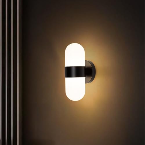 Image of Tubicen Mid Century Modern Wall Sconce Bathroom Black Art Deco Wall Light Integrated LED Dimmable Cylinder Sconces Wall Lighting for Living Room Bedroom Bathroom 7W 4000K Hardwired