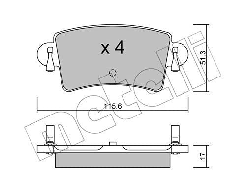Plaquettes de frein auto sans bruit ni sifflement, rechange Metelli certifiée ECE R90