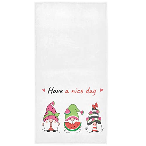 Pfrewn Summer Watermelon Gnomes Towels For Bathroom Have A Nice Day Hand Towels Soft Absorbent Small Bath Towel Kitchen Dish Guest Towel Home Bathroom Decorations 16X30 In #TOP4