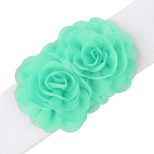 Women's Large Chiffon Rose Double-Flower Elastic Waist Belt Stretch Wide Corset Elegant for Dress2