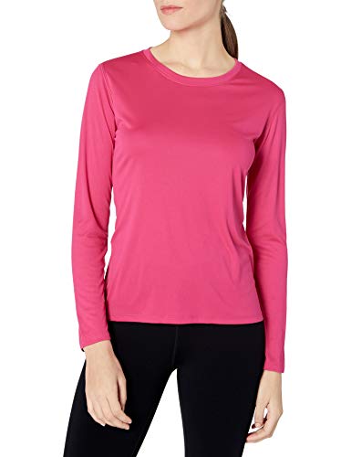 Hanes Women's Sport Cool Dri Performance Long Sleeve Tee, Wow Pink, Medium
