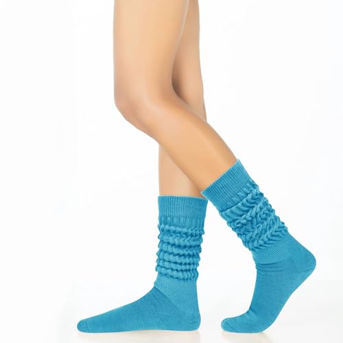 Image of Violet Mist women slouch socks thick colored knee high scrunch socks long stacked sock boot 80s 90s Novetly