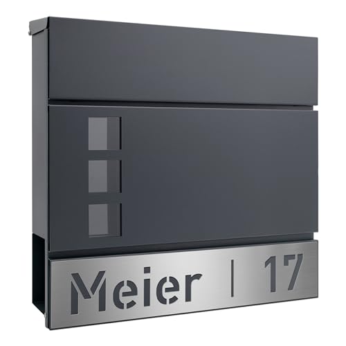 AlbersDesign - Briefkasten mit personalisierter Edelstahlblende (mit Name &...