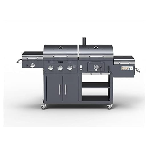 ACTIVA 4-i-1-kombogrill – grillvagn av träkol – 3 brännare gasgrill – smoker – 800 °C biffgrill – grill station med underskåp kol gas grill liten rökare 800 graders steakgrill