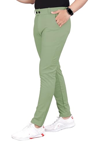 Image of Men's Slim Fit Formal Trousers | Mid-Rise Solid Bottoms with Button Closure | Stylish Office Pants [Pack of 1]