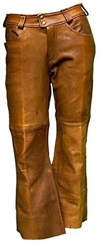 Men's Real Native American Handmade Cowboy Style Cowhide Leather Pant Chap Mountain Men Leather Motorcycle Pant2