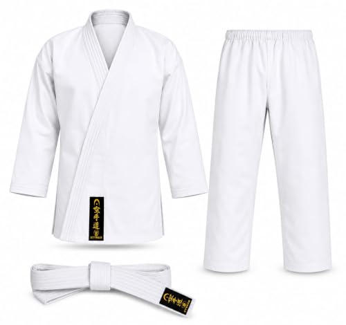 Image of STYRKR Premium Karate Uniform for Kids & Adults | White Karate Gi Suit with Belt | Martial Arts Training Dress | Cotton Karate Costume for Boys & Girls